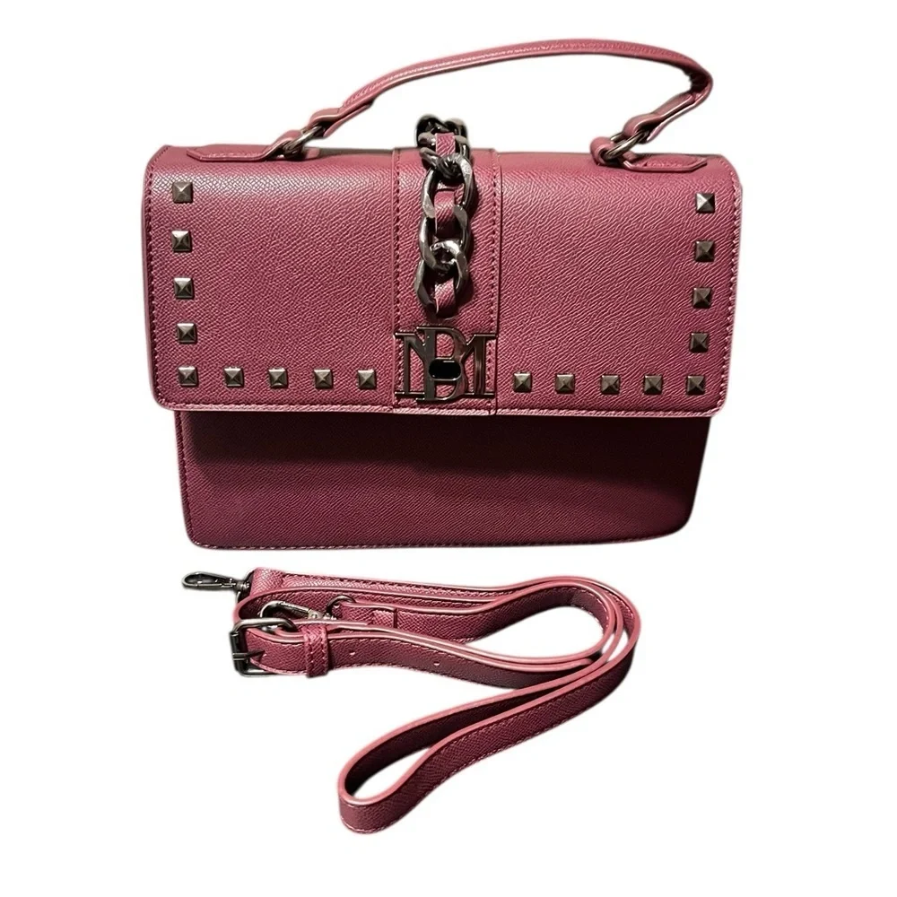 Badgley Mischka Plum Studded Tote W/Detachable Crossbody Strap NWT